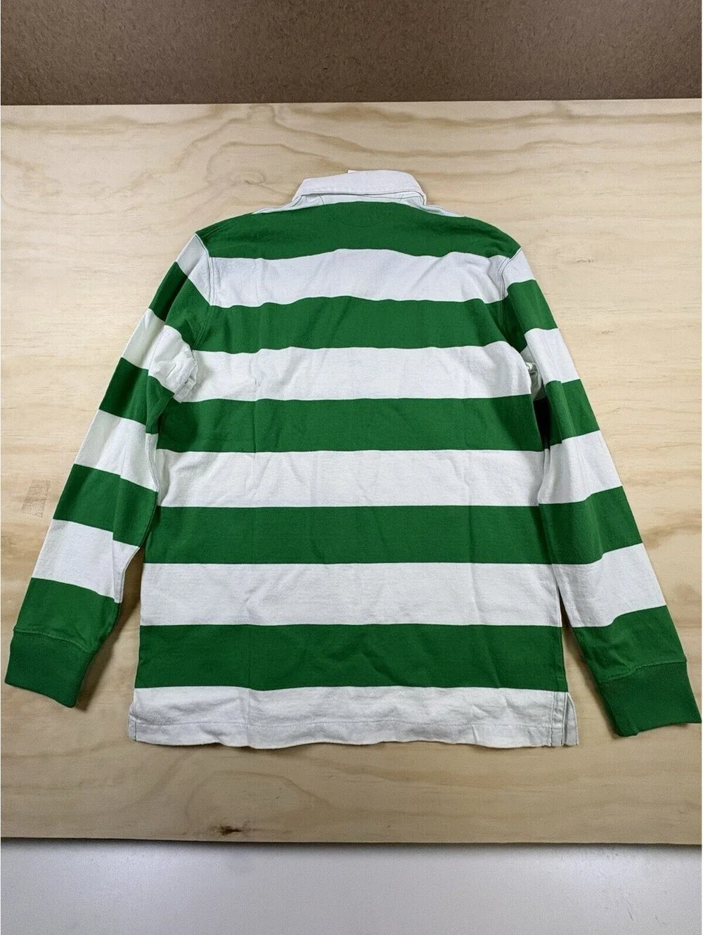 NWT Polo Ralph Lauren Rugby Shirt Men’s Medium Green White Stripe Classic Fit